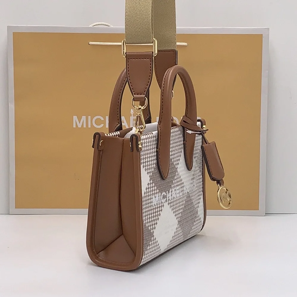 Michael Kors Mirella Extra-Small Logo Crossbody XBODY Shopper Bag Luggage NWT